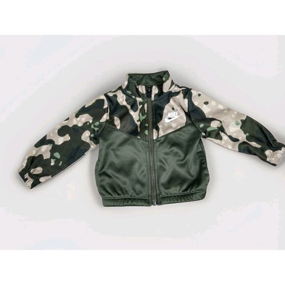 NIKE Jacket Toddlers Size 12 Month Green Camouflage Therma Dri Fit Full Zip 12M - Picture 1 of 6